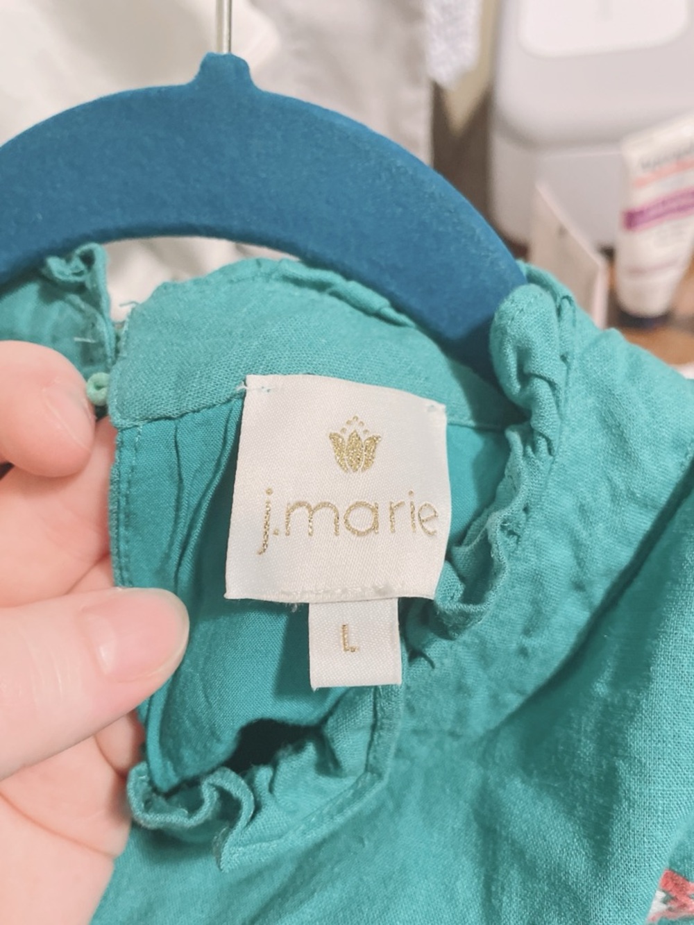 J Marie Teal Sleeveless Tiered Embroidered Dress Size Large. - Picture 10 of 11